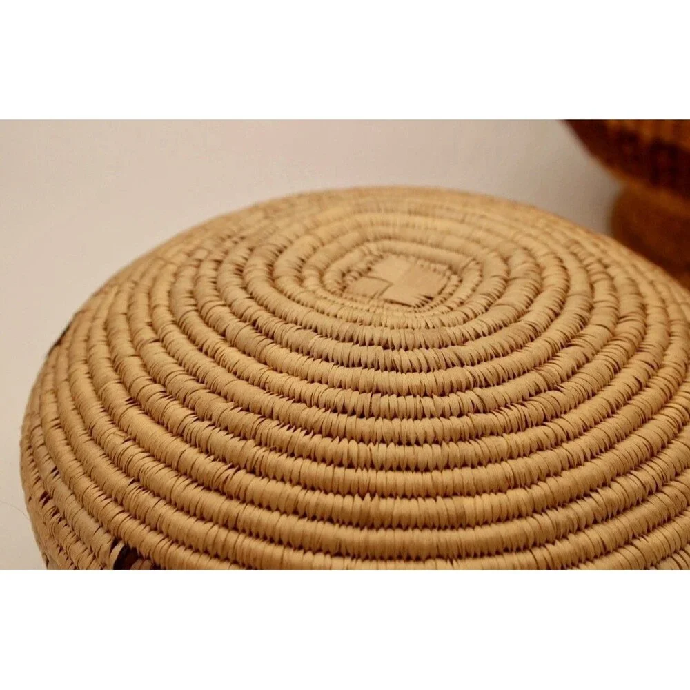 Set Of 2 Authentic Handwoven African Baskets: Zulu Beer Basket & Lidded Storage⁠